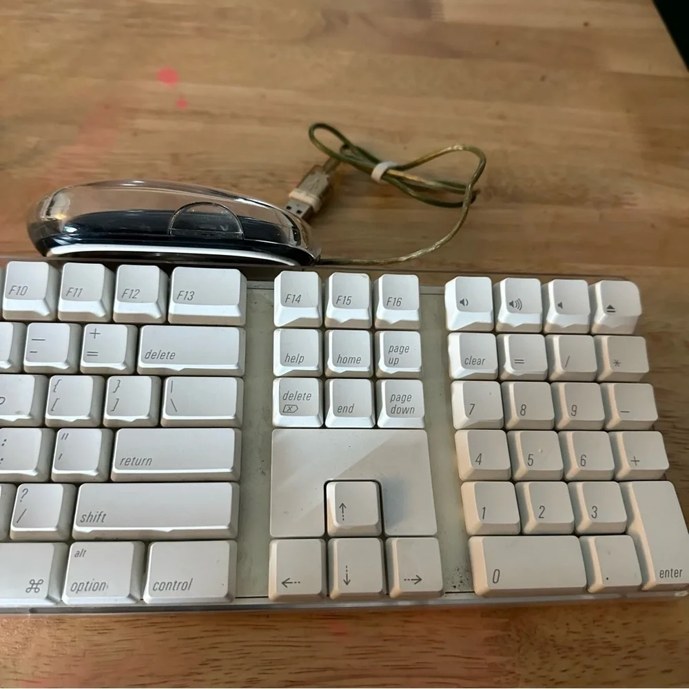 Vintage Apple Keyboard With Black Apple Mouse USB Preowned